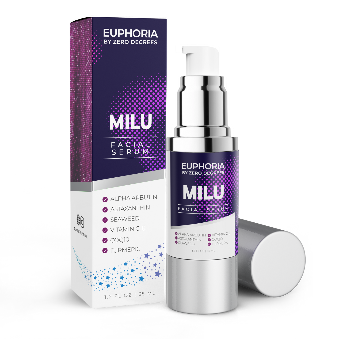 MILU | Alpha Arbutin Astaxanthin Seaweed Vitamin C, E CoQ10 Turmeric